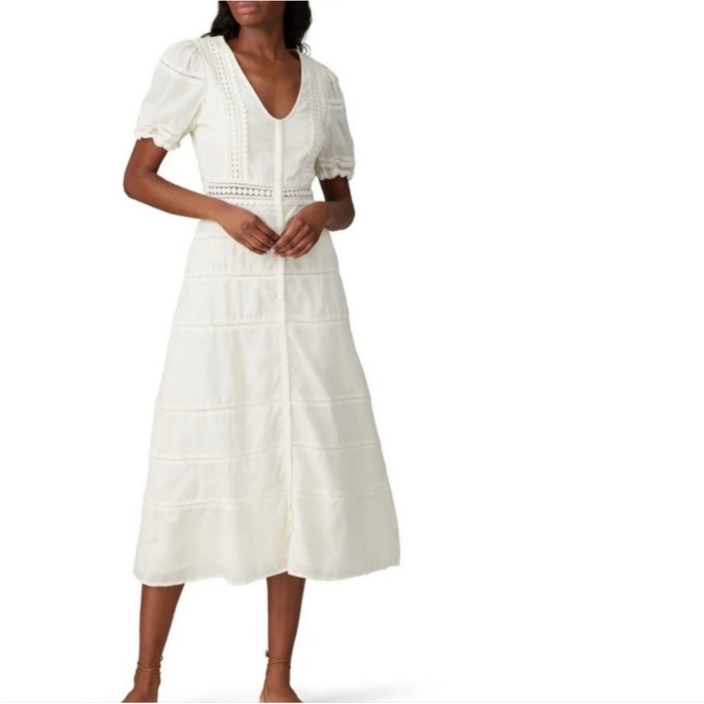 Sweet Baby Jamie Ivory Lace Midi Dress